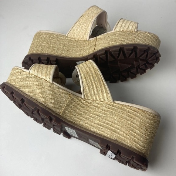 Schutz sandals 10.5 B Platform bella Rafia nude natural Slides Espadrille - Picture 9 of 13